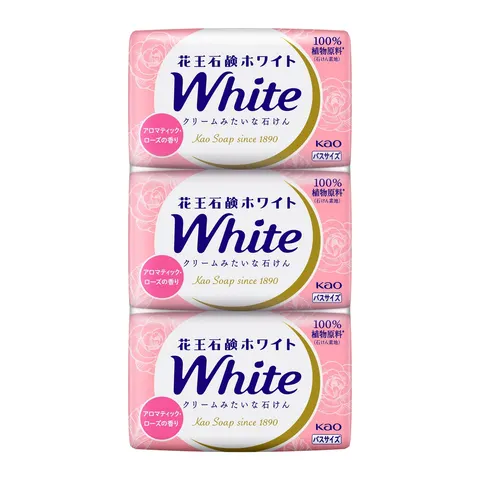 Туалетное крем-мыло, аромат розы, Kao White Aromatic Rose Bath Size 3, 85g/3шт