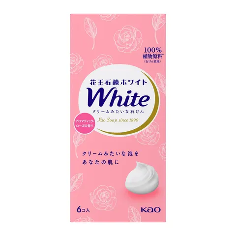 Туалетное крем-мыло, аромат розы, Kao White Aromatic Rose Regular Size 6-pack, 85g/6шт