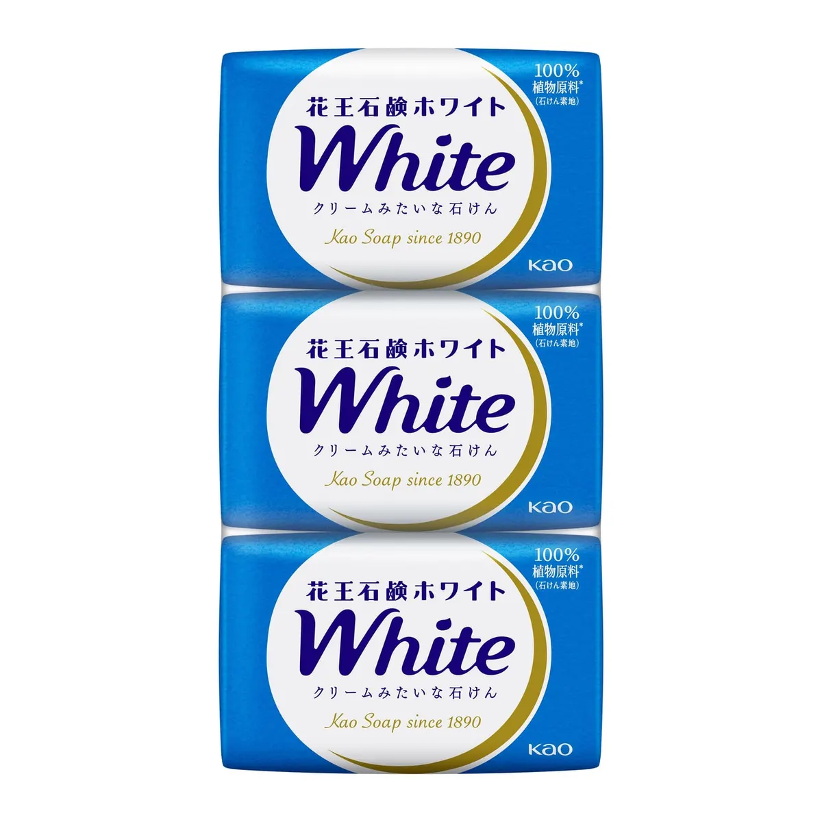 Туалетное кремообразное мыло, цветочный аромат, Kao White regular size 3 pack, 85g/3шт