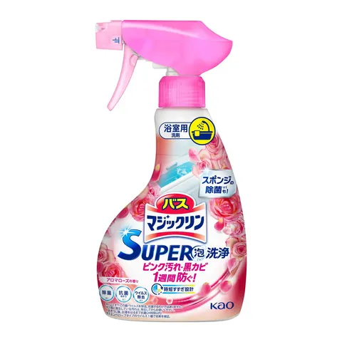 Чистящий спрей для уборки ванной комнаты, аромат роз, Kao Bath Magiclean Super Foam Cleaning Aroma Rose Scent, 350ml