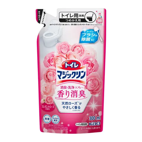Чистящий спрей-пена для унитаза, аромат розы, запасной блок, Kao Toilet Magiclean Deodorizing and Cleaning Spray Elegant Rose Scent, Refill, 300ml