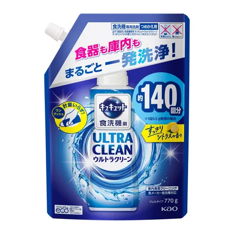 Гель для посудомоечных машин, аромат цитруса, запасной блок, Kao CuCute Ultra Clean Citrus Scent Refill for Dishwasher, 770g