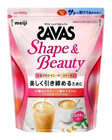 SAVAS Shape & Beauty, соевый протеин с коллагеном со вкусом молочного чая, 900 г