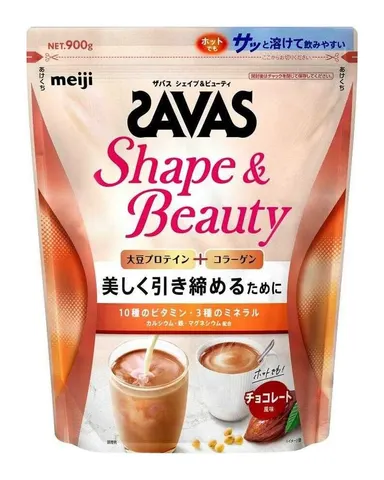 SAVAS Shape & Beauty, соевый протеин с коллагеном со вкусом шоколада, 900 г