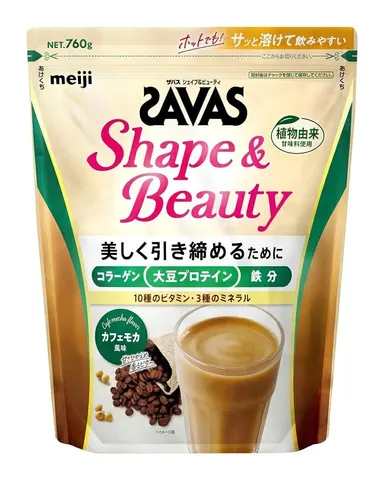 SAVAS Shape & Beauty, соевый протеин с коллагеном со вкусом кофе мокко, 760 г
