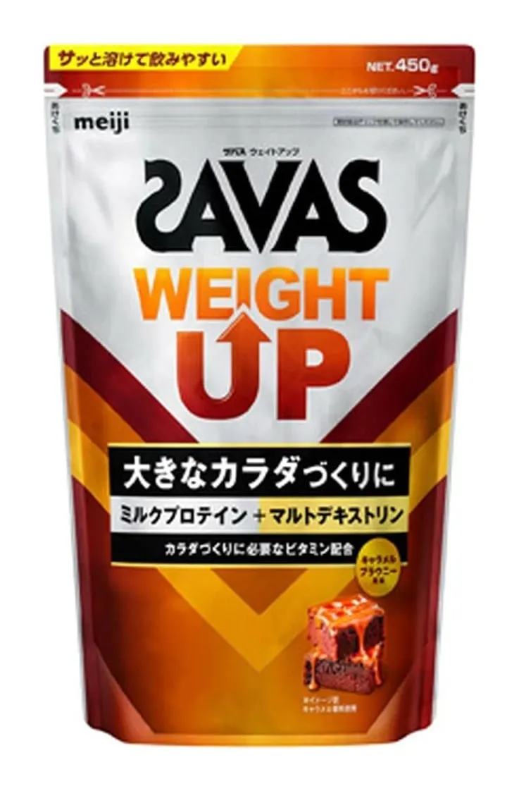 SAVAS Weight Up, протеин для набора массы со вкусом карамельного брауни, 450 г