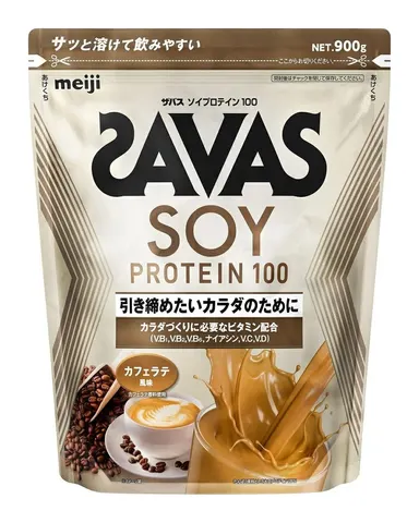 SAVAS Soy Protein 100, соевый протеин со вкусом кофе латте, 900 г