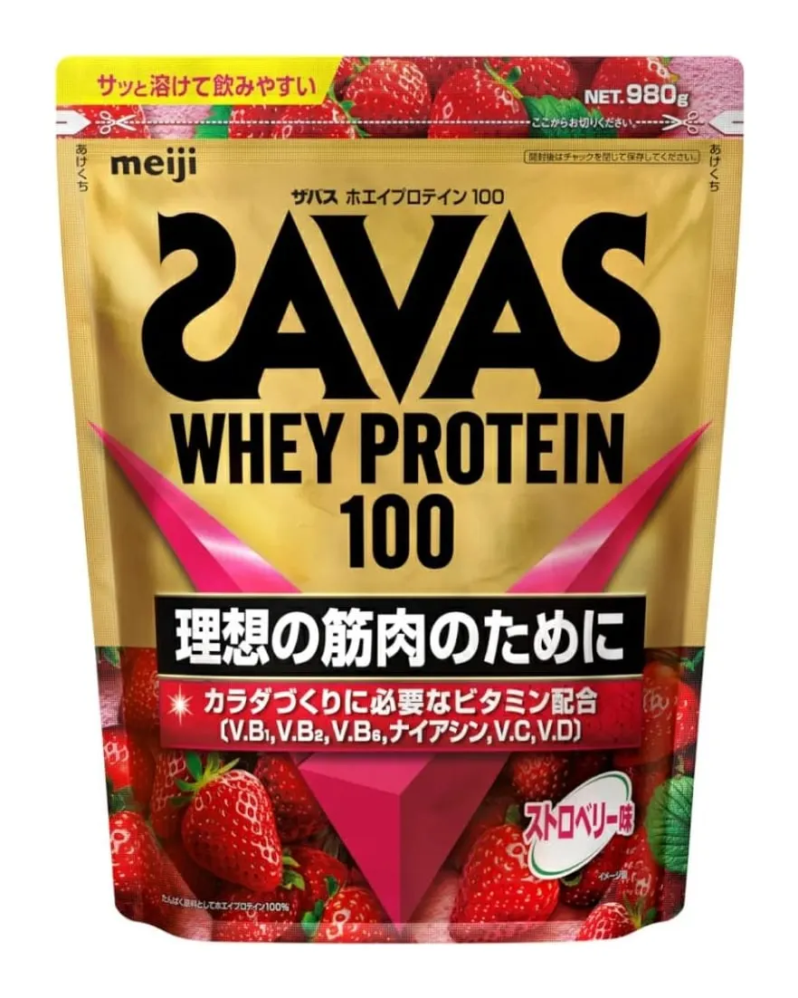 SAVAS Whey Protein 100, сывороточный протеин со вкусом клубники, 980 г