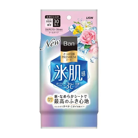 Ban Refreshing Premium Sheet Cool Type Cool Floral Fragrance, 30pcs