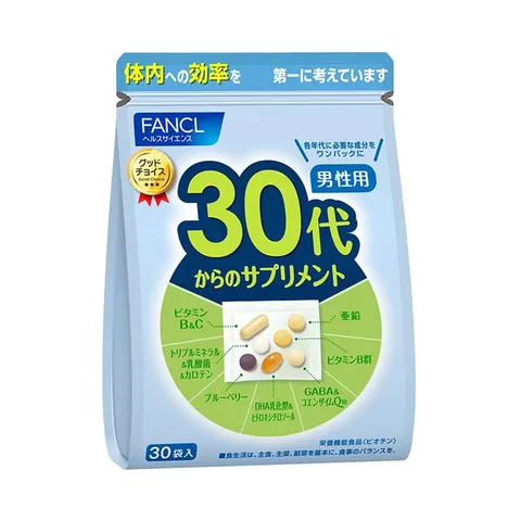 FANCL Vitamin and Mineral Supplement for Men 30+, 30 packets of 7