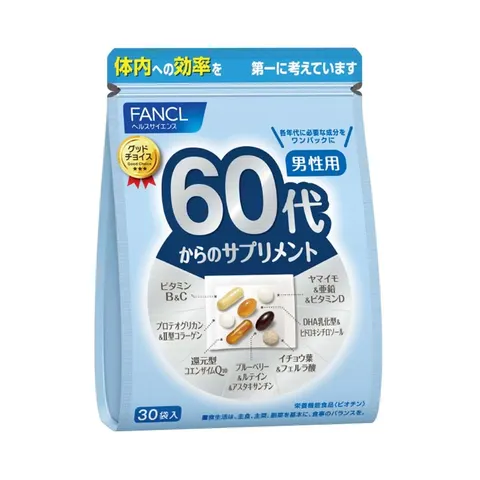 FANCL Vitamin and Mineral Supplement for Men 60+, 30 packets of 7