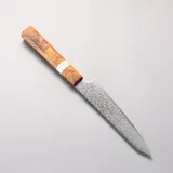 Kanjo нож петти кирицукэ 150 мм, порошковая сталь SG2, дамасская сталь, полированная отделка, 2
