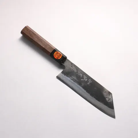 Shigeki Tanaka Tekka Nakiri (Vegetable Knife) 165 mm, Aogami #2 (Blue Paper) steel, Damascus, black kurouchi finish