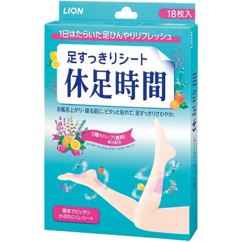 Lion cooling gel sheets for feet Kyusoku Jikan, 18 pcs