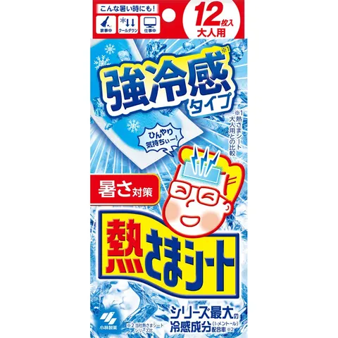 Kobayashi cooling gel sheets Netsusama Sheet Strong Cool for adults, 12 pcs