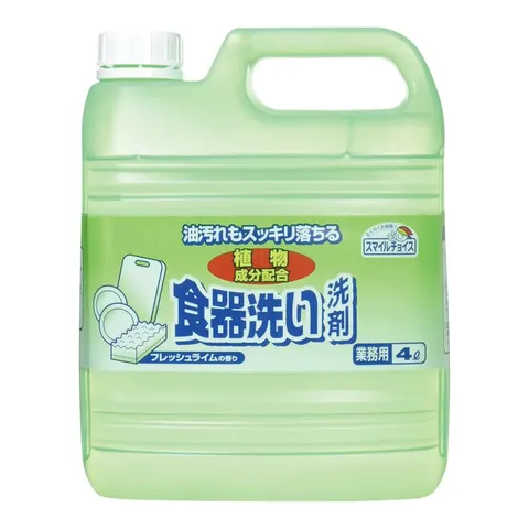 Средство для мытья посуды, фруктов и овощей, аромат лайма, Mitsuei Smile Choice Dishwashing Detergent for Commercial Use, 4L