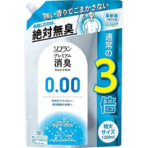 Lion Soflan Premium Deodorant Ultra Zero Softener, Refill, 1200ml