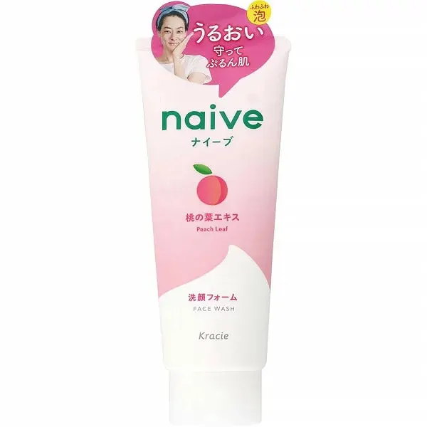 Крем-пенка для умывания, c экстрактом листьев персика, Kracie Naive Cleansing Foam Peach Leaf Extract Blended, 130g