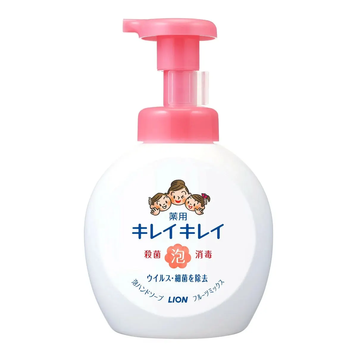 Мыло-пенка для рук антибактериальное, аромат фруктов, дозатор, Lion KireiKirei Medicated Foaming Hand Soap Large Size Fruit Mix Fragrance, 500ml