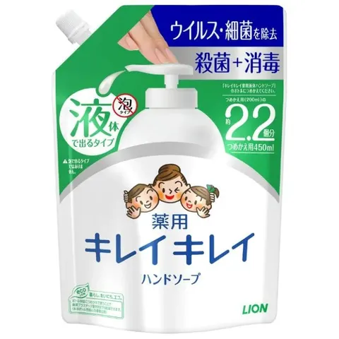 Lion KireiKirei Medicated Liquid Hand Soap Refill Large Size, 450ml