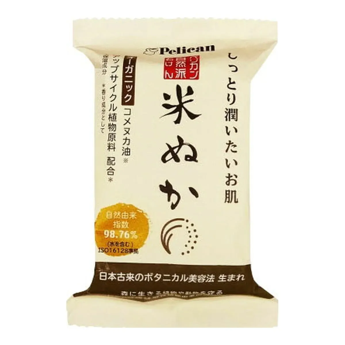 Мыло туалетное, на основе рисовых отрубей, увлажняющее, Pelican Natural Soap Rice Bran, 100g
