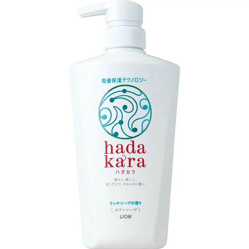 Гель для душа, увлажняющий, аромат мыла, дозатор, Lion Hadakara Body Soap Reach Soap Fragrance, 500ml