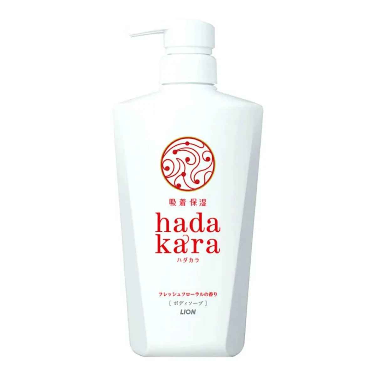 Гель для душа увлажняющий, цветочный аромат, дозатор, Lion Hadakara Body Soap Fresh Floral Fragrance, 500ml
