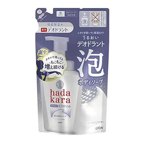 Гель для душа увлажняющий, аромат трав, запасной блок, Lion Hadakara Medicated Deodorant Body Soap Herbal Soap Fragrance, 440ml