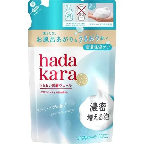 Гель для душа, увлажняющий, запасной блок, Lion Hadakara Body Soap Foam Type Creamy Soap Fragrance Refill, 440ml