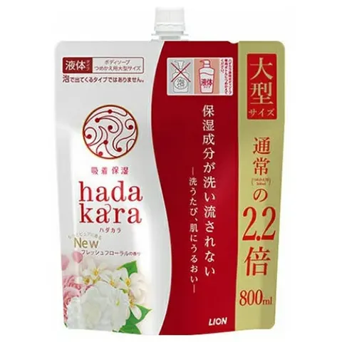 Lion Hadakara Body Soap Refill Large Size, 800ml