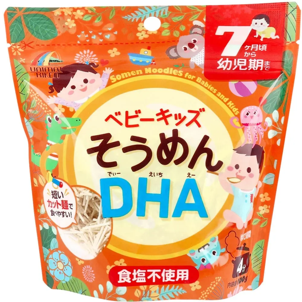 Детская лапша соумен с ДГК Омега, UNIMAT RIKEN  Baby and Kids Somen Noodles DHA,100g