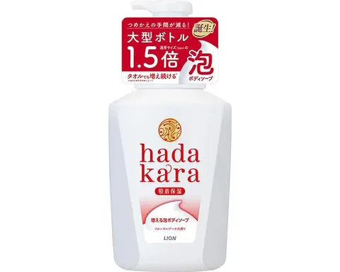 Lion Hadakara Body Soap Foam Type Floral Bouquet Fragrance Large Size, 825ml