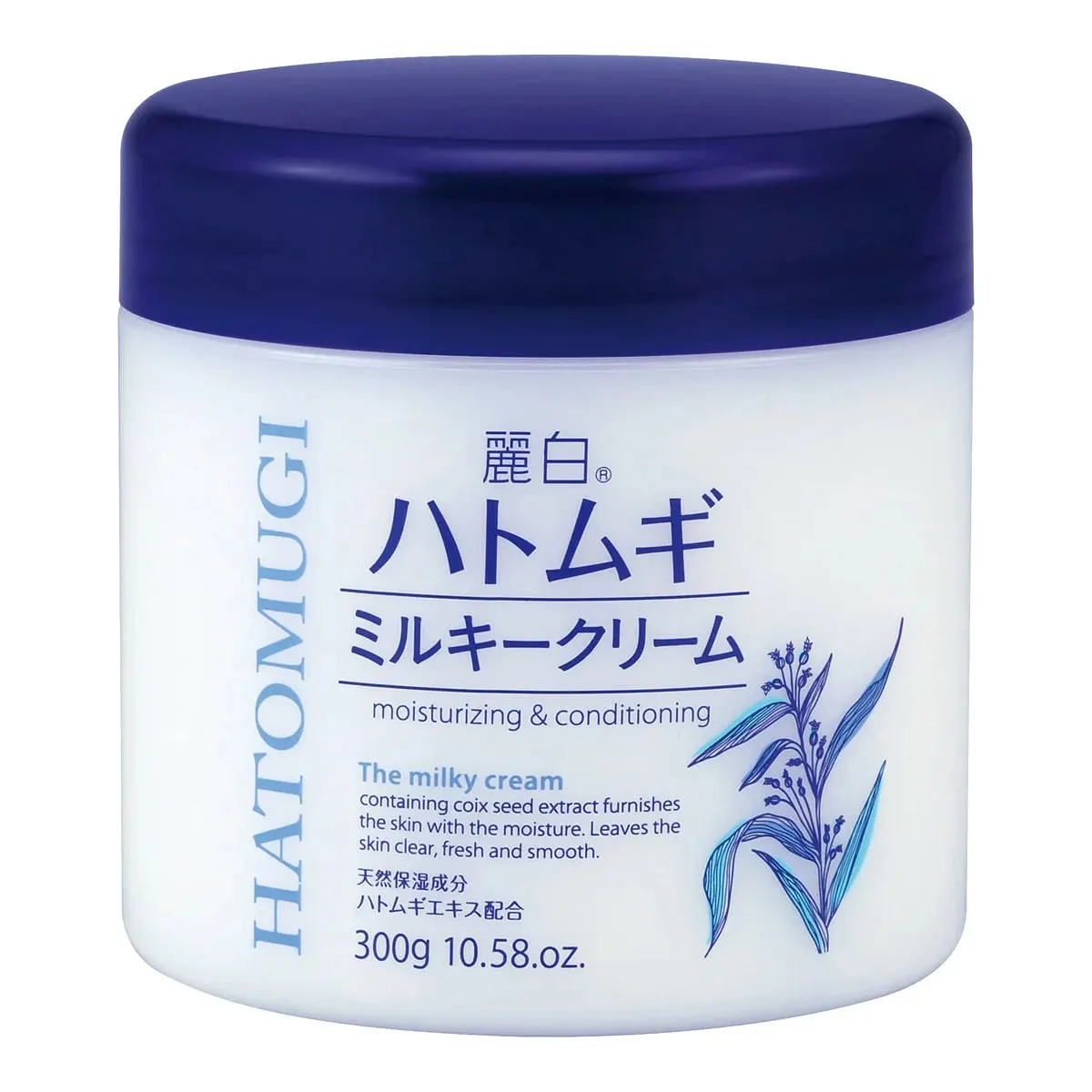 Крем для лица и тела, увлажняющий, цветочный аромат, Kumano Yushi Reihaku Hatomugi Moisturizing & Conditioning Milky Cream, 300g