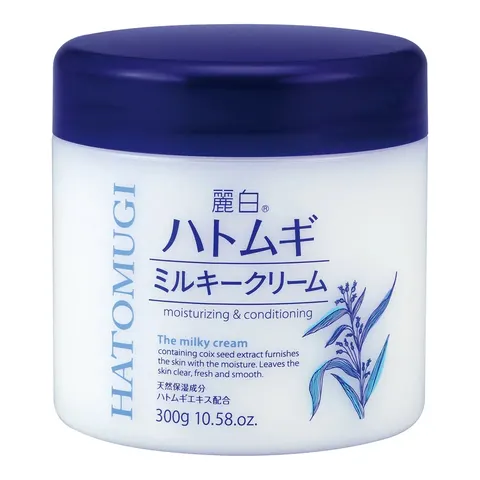 Крем для лица и тела, увлажняющий, цветочный аромат, Kumano Yushi Reihaku Hatomugi Moisturizing & Conditioning Milky Cream, 300g