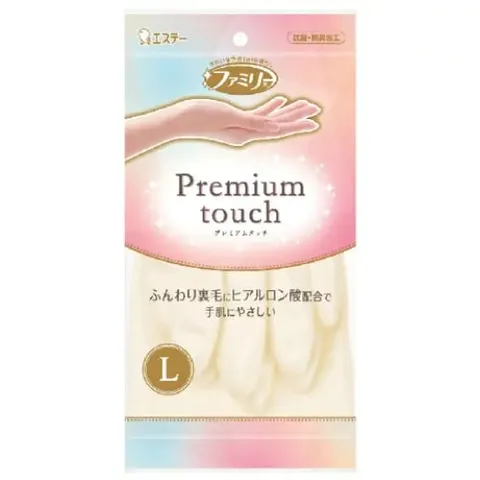 Перчатки виниловые средней толщины, с гиалуроновой кислотой, размер L, ST Family Premium Touch Hyaluronic Acid Blend Pearl White, 1пара