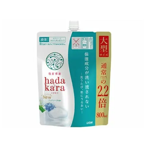 Гель для душа, увлажняющий, аромат мыла, запасной блок, Lion Hadakara Body Soap Rich Soap Fragrance Refill Large Size, 800ml