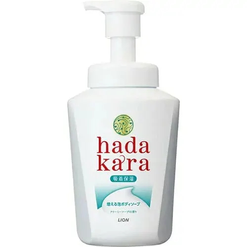 Гель для душа, на основе растительных экстрактов, дозатор, Lion Hadakara Foam Body Soap Creamy Soap Fragrance, 550ml
