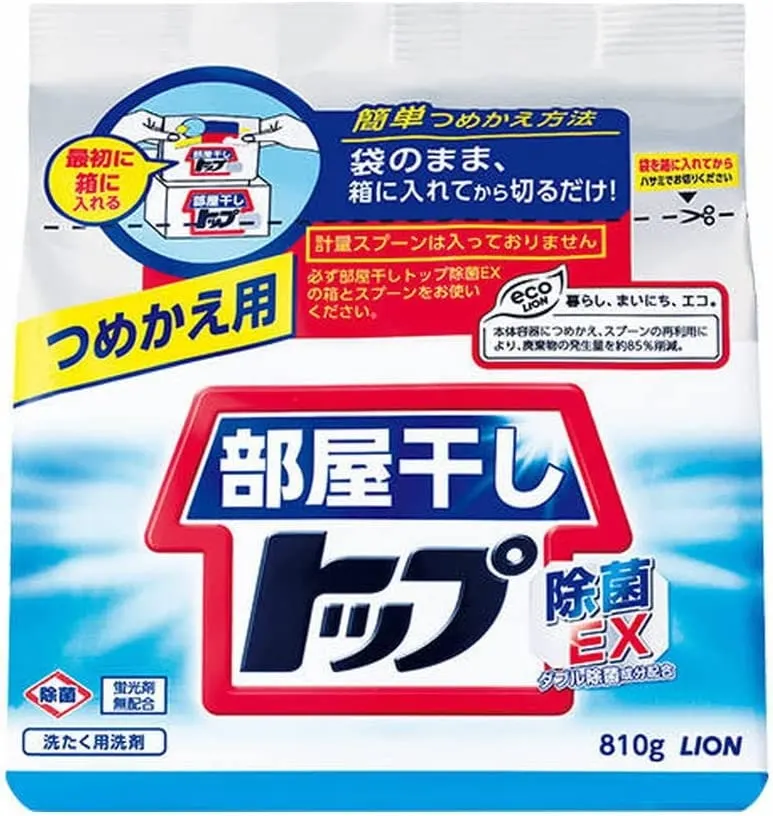 Стиральный порошок для белья, антибактериальный, запасной блок, Lion Heyaboshi Top Antibacterial Ex, Refill, 810g