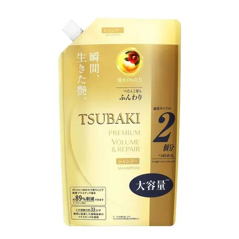 Шампунь для повреждённых волос, с маслом камелии, запасной блок, Tsubaki Premium Volume & Repair Shampoo, Refill, 660ml