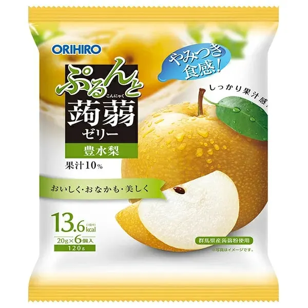Фруктовое желе конняку со вкусом груши, Orihiro Purunto Konjac Jelly Pouch, Toyomi Pear, 6шт