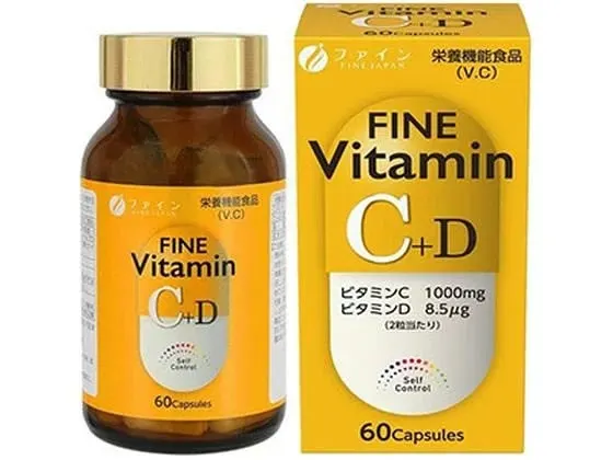 Витамин С+D на 1 месяц, Fine Japan Vitamin C+D 39g, 60шт