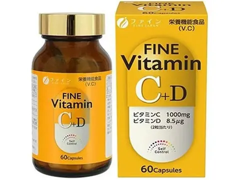 Витамин С+D на 1 месяц, Fine Japan Vitamin C+D 39g, 60шт