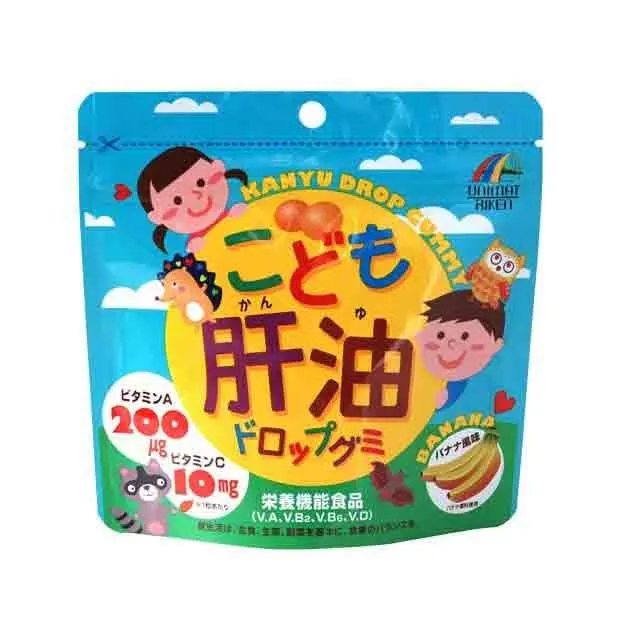 Детские жевательные витамины Рыбий жир со вкусом банана,UNIMAT RIKEN Children's Cod Liver Oil Drop Gummy, 100 шт