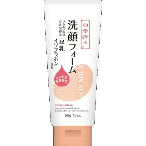 Крем-пенка антибактериальная для умывания, на основе изофлавонов сои, Kumano Yushi Four Seasons Soymilk Isoflavone Cleansing Foam, 200g