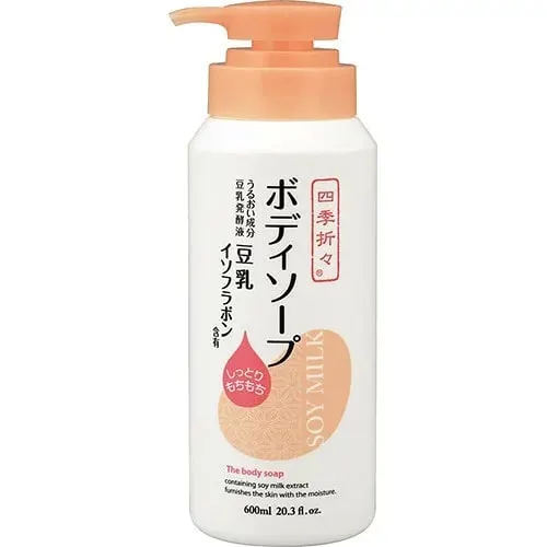 Гель для душа с изофлавонами сои, увлажняющий, дозатор, Kumano Yushi Four Seasonal Isoflavone Body Soap, 600ml