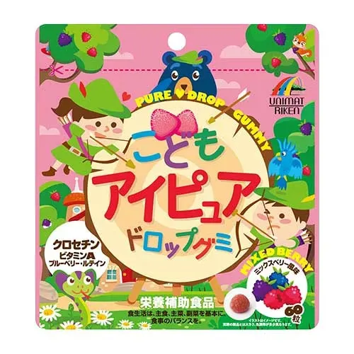 Детские витамины для укрепления зрения, UNIMAT RIKEN Children's Eye Pure Drop Gummy, 60 шт