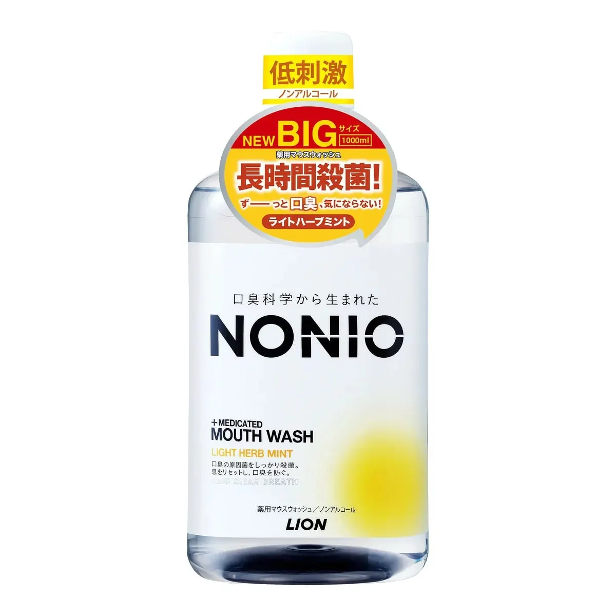 Ополаскиватель для полости рта, без спирта, аромат трав и мяты, Lion Nonio Mouthwash Mild Light Herb Mint, 1L