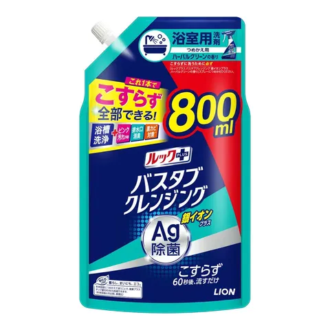 Lion Look Plus Bathtub Cleansing Silver Ion Plus Herbal Green Fragrance Refill Large Capacity, 800ml