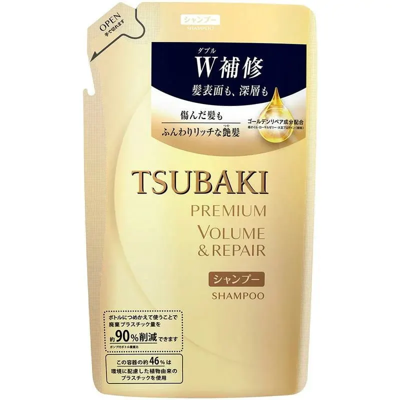 Шампунь для повреждённых волос, с маслом камелии, запасной блок, Tsubaki Premium Volume & Repair Shampoo, Refill, 330ml