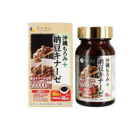 Пищевая добавка с чёрным окинавским уксусом и наттокиназой, Fine Japan Okinawa Moromi + Natto Kinase, 90шт